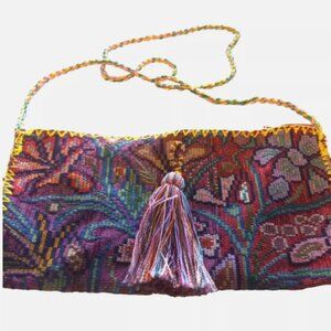 Handmade Needlepoint Tapestry Crossbody Shoulder Bag 11x7 Tassel Zipper Top